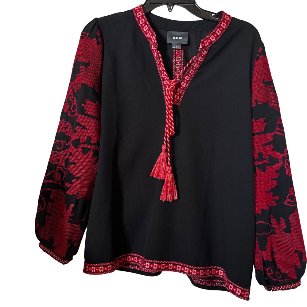 Anthropologie Maeve Boho Embroidered Peasant Blouse Women's Small  Cottagecore